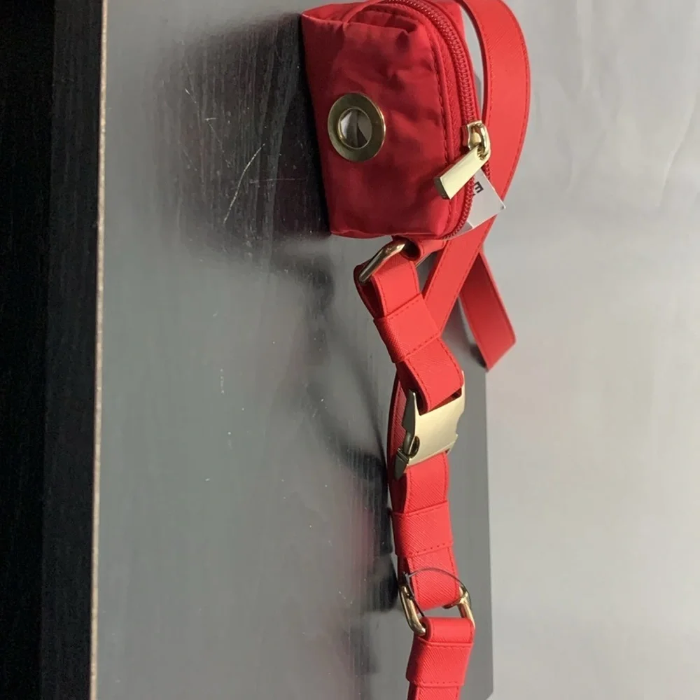 Express Red Faux Leather 58” Dog Leash and Bag Set- NWT